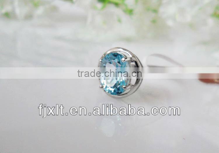 Latest Romantic 925 Sterling Silver Blue Topaz Jewelry Engagement Ring