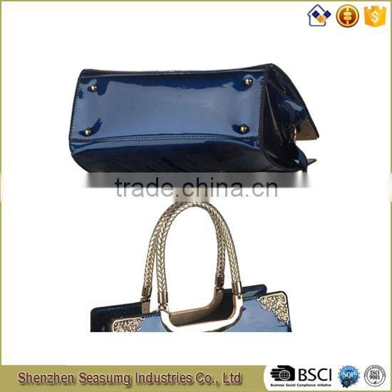 High Quality Patent PU Handbag with Long Shoulder Strap