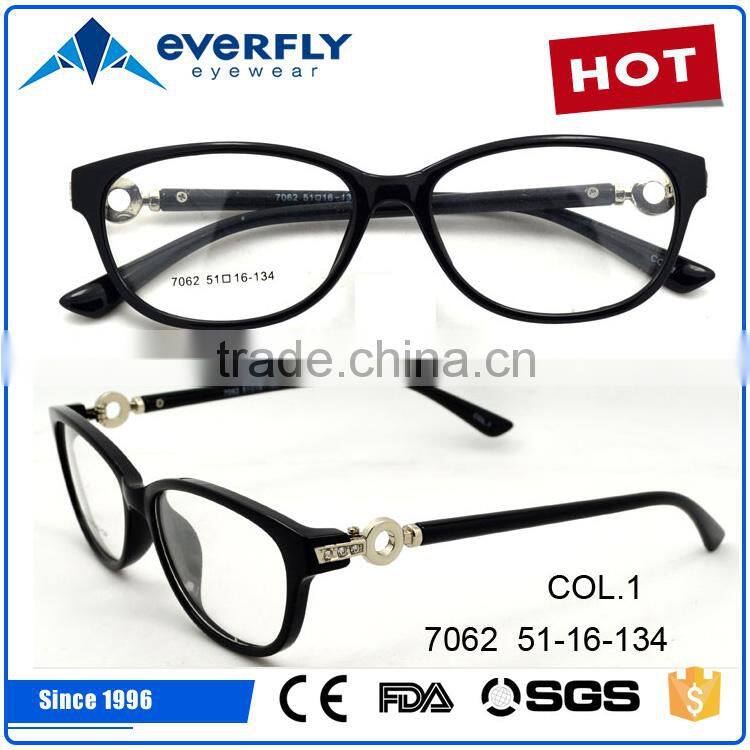 2016 fashionable lady metal optical frame with stones