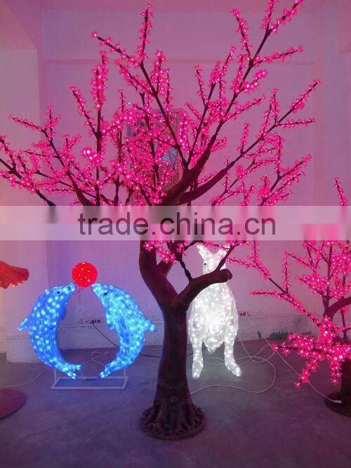 2.5m High Simulation Led Artificial Cherry Blossom Tree With Leaves For Decoration
