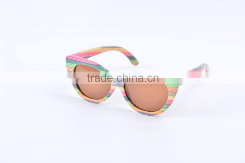 Pure manual coloured bamboo sun glasses Retro polarized sunglasses