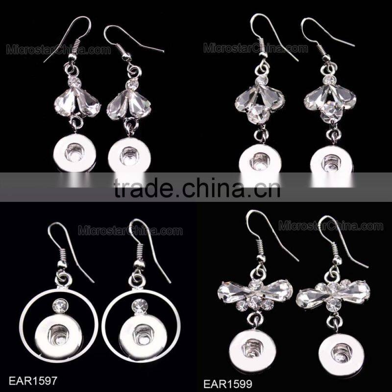 Copper base dangle DIY rhinestone button earring