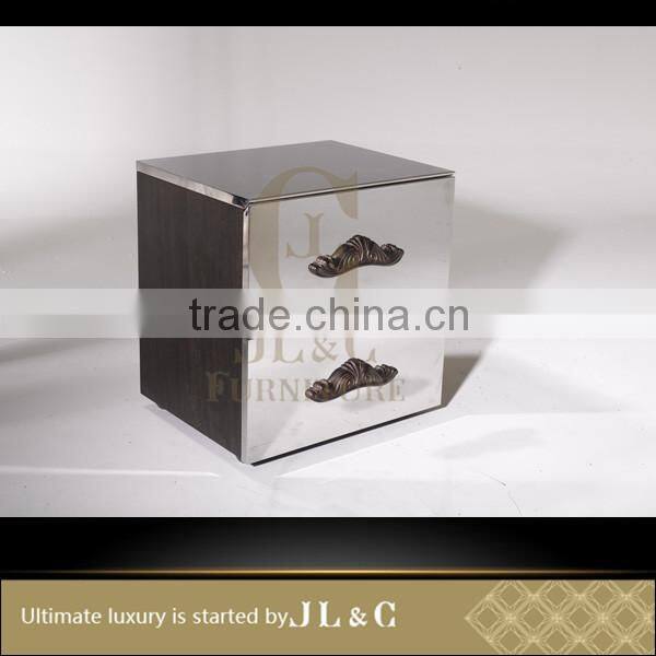 AB07-3 Nightstand With Stainless Steel Front Plate and Wooden Puller in Bedroom from JL&C Furniture Lastest Designs 2016