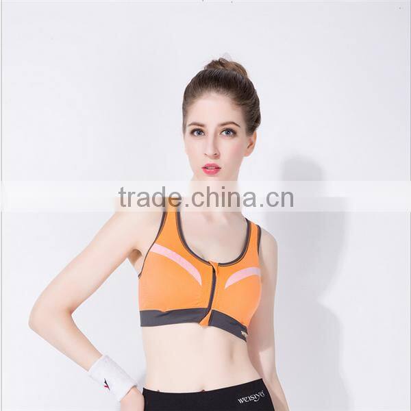 High strength shock zipper gathered women without rims sports bra