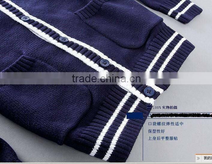 v neck children's thick cotton school uniform cardigan sweater