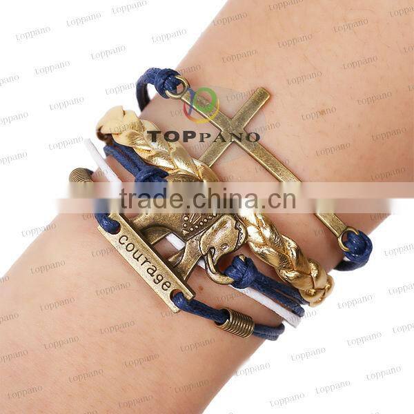 Top quality handmade jewelry new hot-selling design vintage braided leather bracelet for men