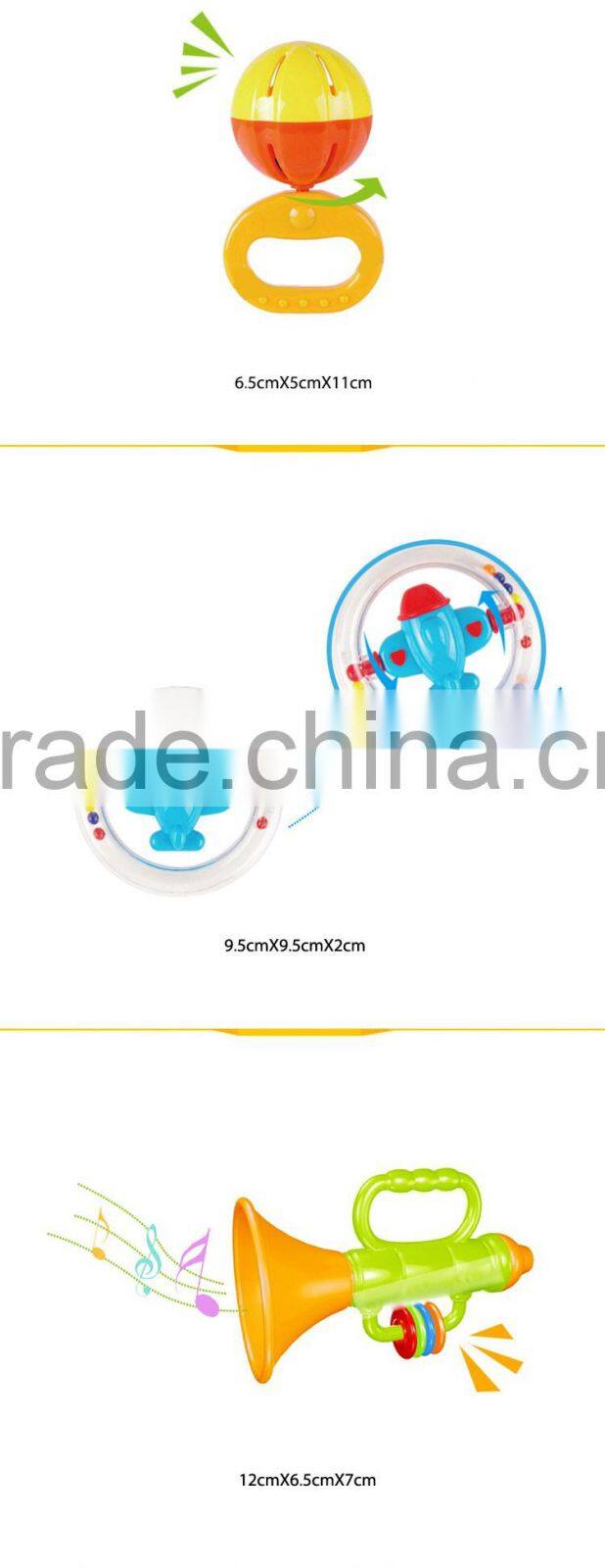 Promotion plastic baby hanging toy rattle bottle set for sale