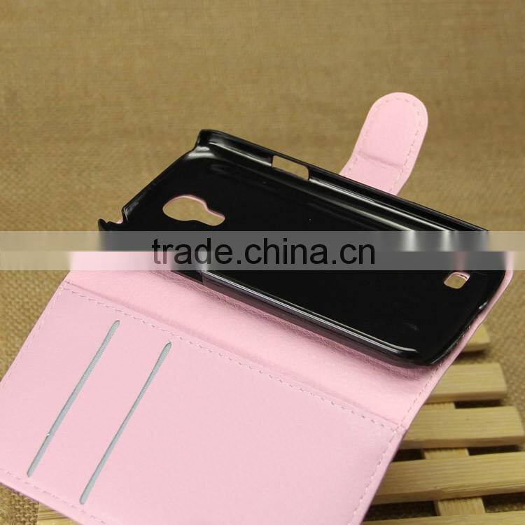 Hot Selling Ultra Thin Lichee PU Leather Case Wallet Folio Flip Cover for Samsung GALAXY S4 mini i9190