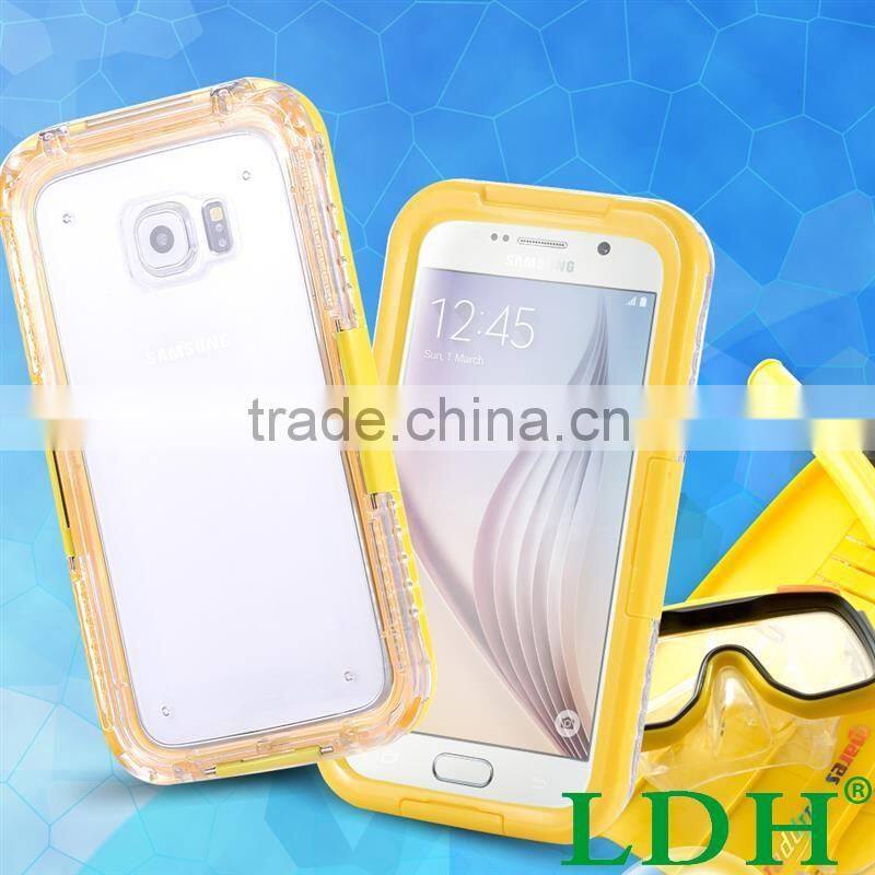 S6 /S6 Edge New Waterproof Transparent Case for Samsung Galaxy S6 /S6 Edge Clear Diving Soft Back Strap Hard General Phone Cover