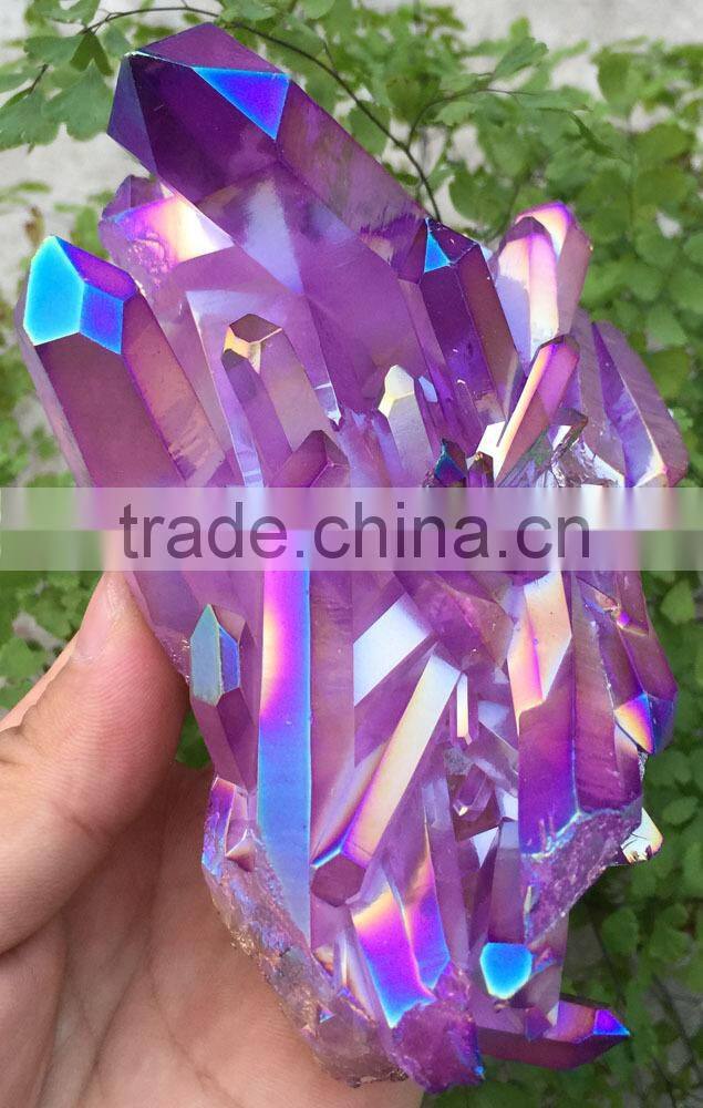 large light purple raw crystal cluster with plating for sale