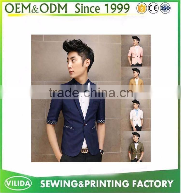 OEM Custom Design Wholesale Men's Trim Fit Casual Short Navy Blazer