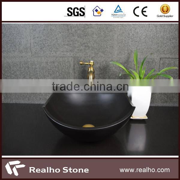 polished brown granite basin