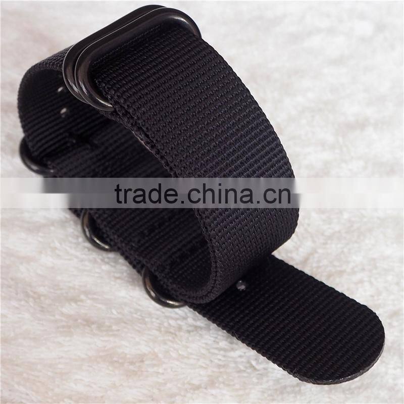 18 20 22 24mm 5 Rings PVD Black Zulu Watch Band