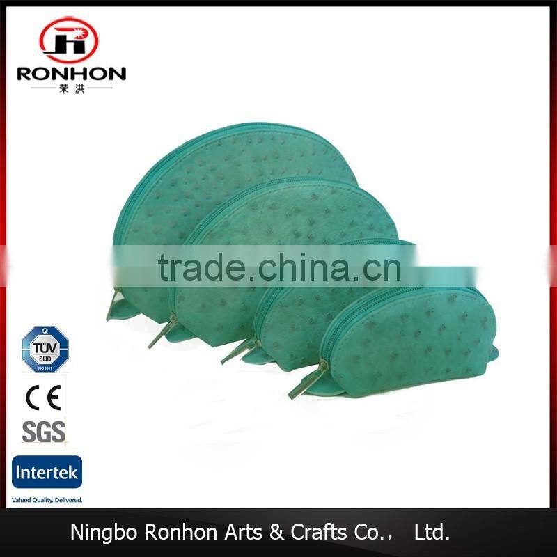 Set of 4 Portable Fashion PU Ostrich Grained Leather Makeup Cosmetic Pouch Bag