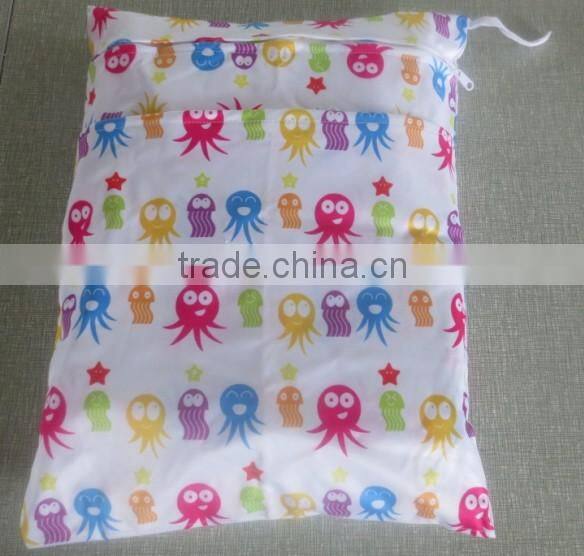 Waterproof PUL printed baby diaper one zipper one pocket Wet bag nappy bag