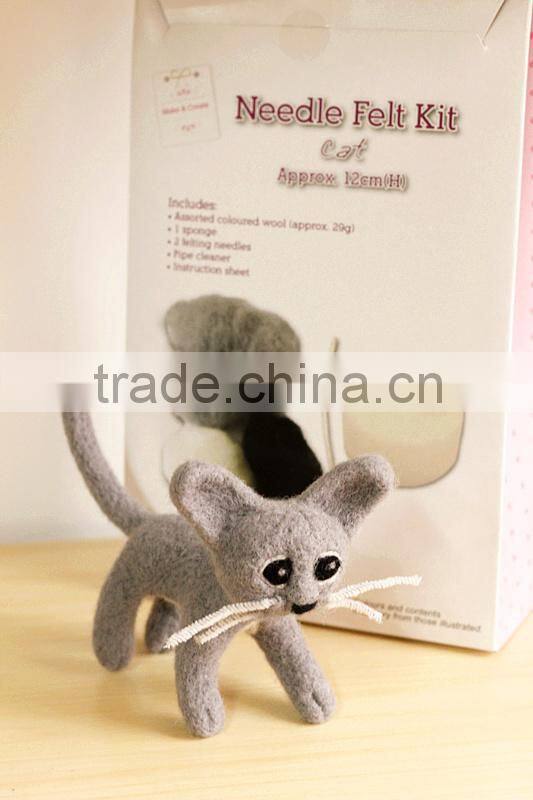 2016new fashion needle felting kit felting wool for cat
