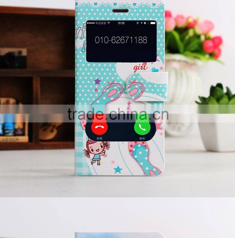 2015 high quality flower flip leather case cover for LG L20