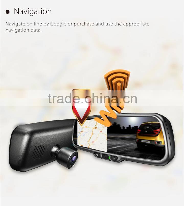 gps navigation car interoir rearview mirror; dvr recording; bluetooth; google map;wireless camera