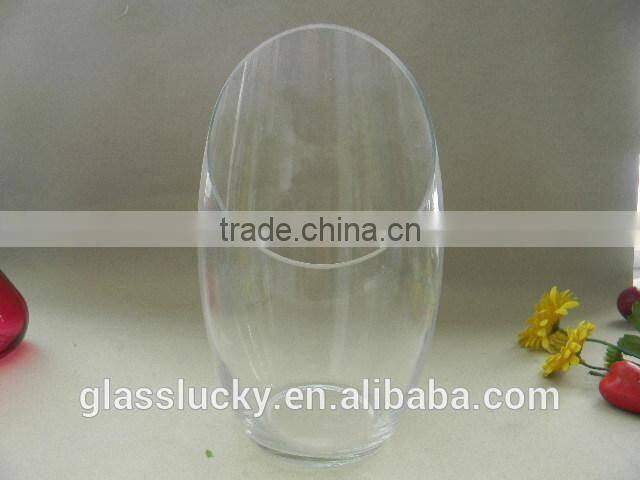 Handblown clear glass jar, oblique opening glass vase glass jar for home decoration