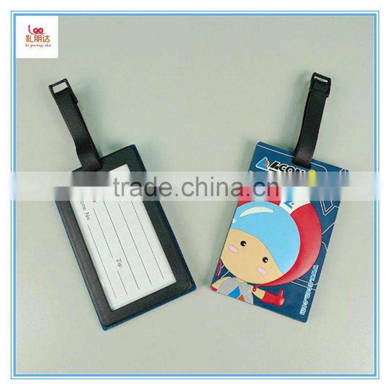 2D/3D logo silicone luggage tag, special design shape silicone rubber luggage tag for travel
