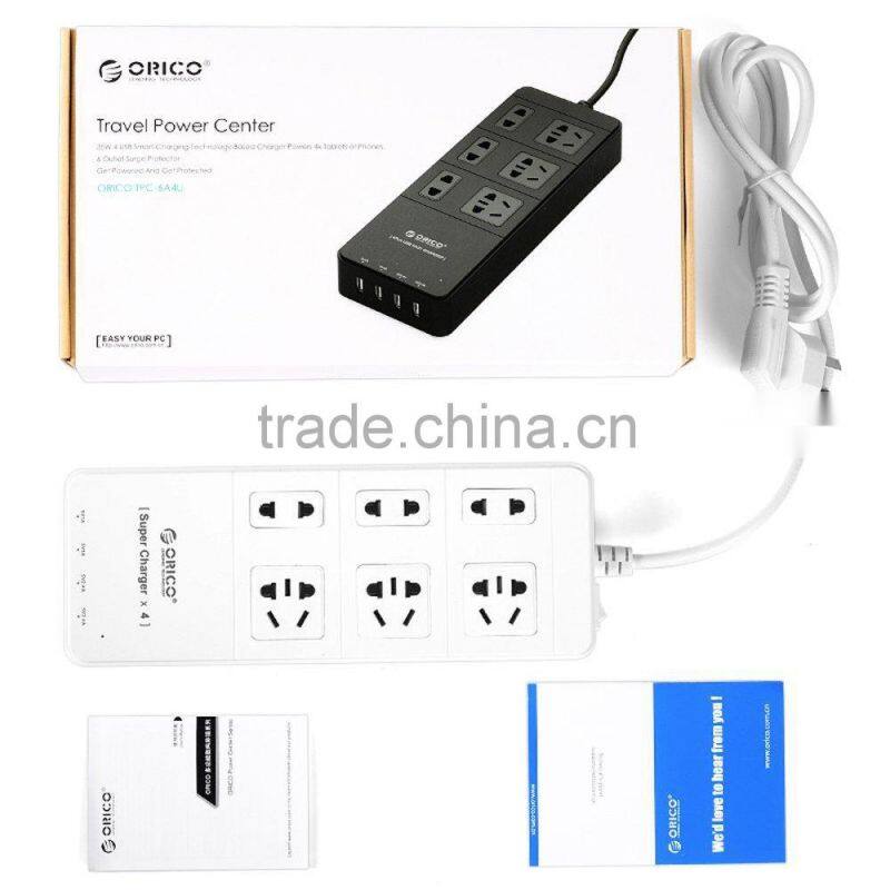 High power durable white USB charging travel power strip with 4 USB sockets