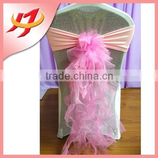 Wholesale champagne wedding rosette decoration chair sash fabric