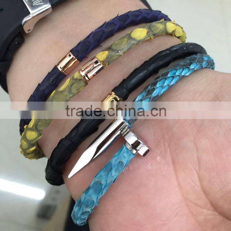 TOP QUALITY Stainless Steel python Nail Bracelet 18K gold Plated Women Jewelry Nail Screw Cuff Bangle