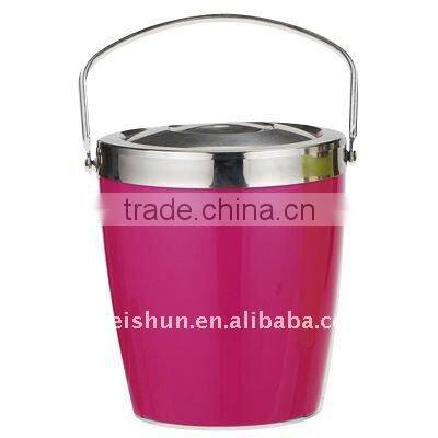 colorful double -wall stainless steel ice bucket with lid