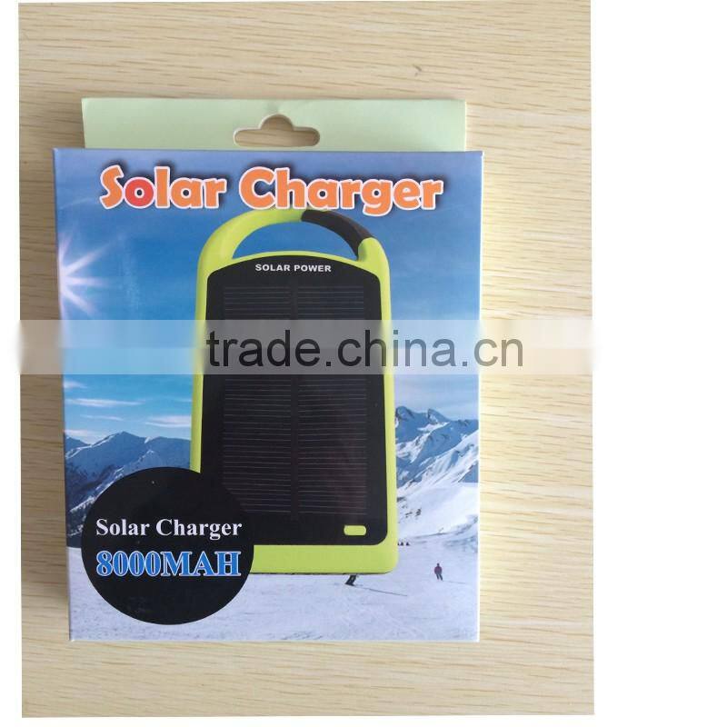 Factory hot selling 4000Mah/8000Mah backpack solar panel cell phone charger