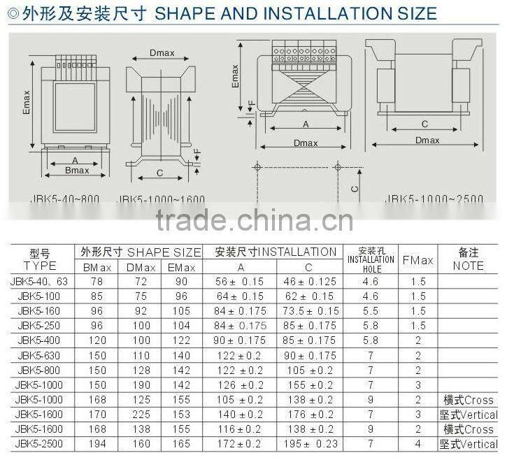 JBK5 Machine Tool Control Transformer small current transformer