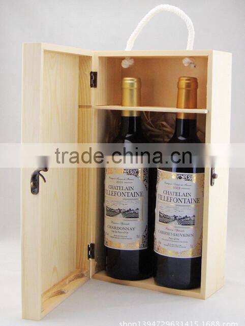 Factory price portable high end deluxe customized wooden wine packaging for 2 bottles wholesale in Shenzhen
