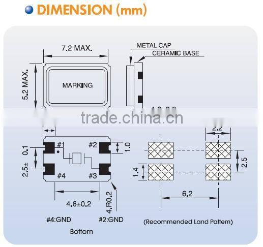 7x5mm SMD Quartz Crystal-Metering