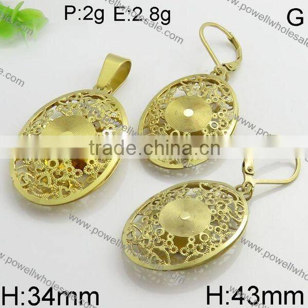 New arrival oval shape dubai 18k gold jewelry set