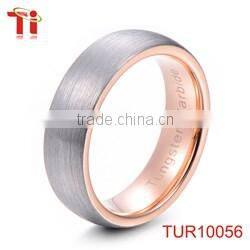 two-tone tungsten ring, gold and blue tungsten wedding band ring