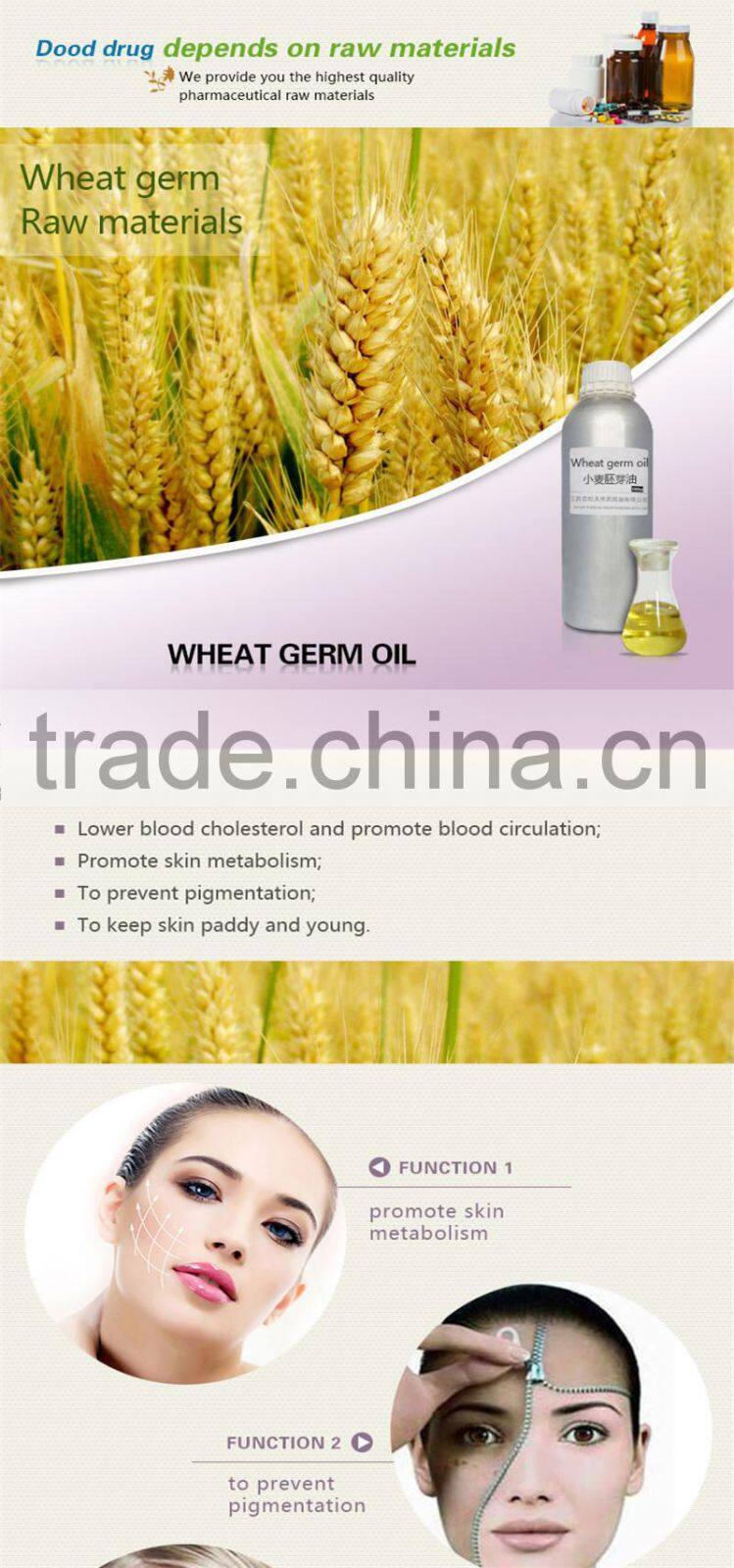 100% pure wheat germ oil for cosmetic oil
