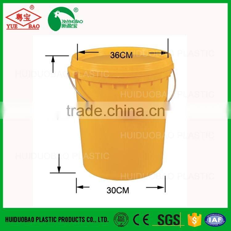 Yellow plastic bucket 30L for construction