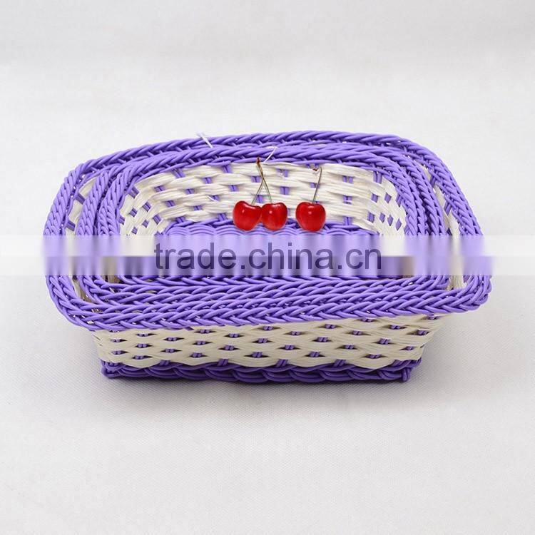 Custom made fancy mini plastic wicker woven baskets wholesale