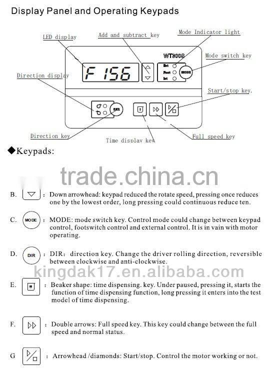 KWT300S Led digital display Precise variable speed peristaltic pump / dosing pump for water pumps fluid /4YT15 Pump head