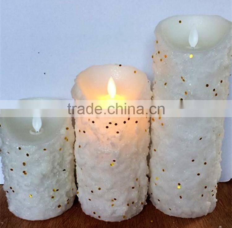 led flameless candles 3pcs moving wick led candles with glitter christmas moving wick candles
