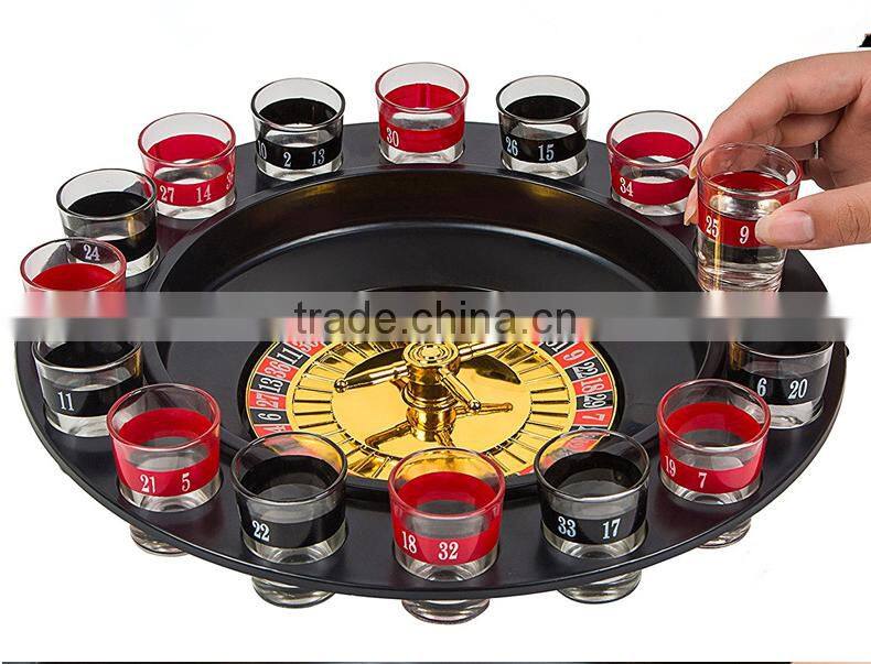 2017 Hot Selling 16 Shot Glass Roulette Drinking Game Set, Party Funny 32" Russian Roulette Drinking Game Glass Set