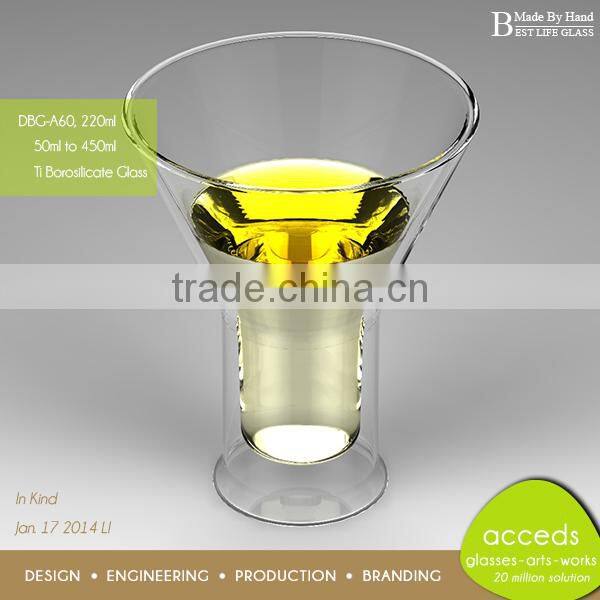 Personalized Mouth Blown Pyrex High Quality Double Beer Glass