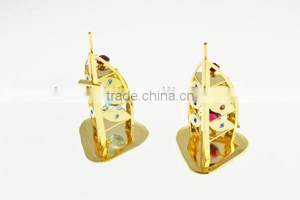 Gold Plated Decorative Sailing Ship with crystals from swarovski