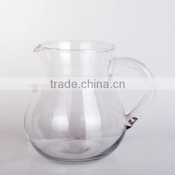 Hot sale Hand Blown Clear Glass Water Pitcher With Handle