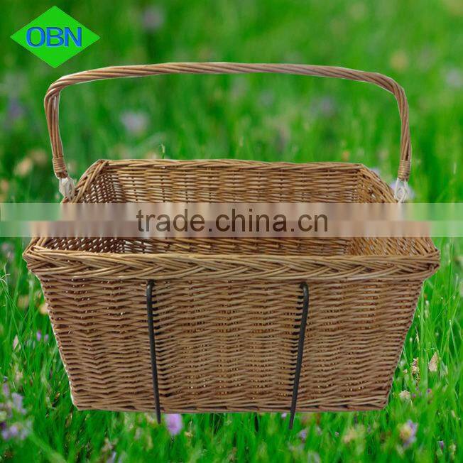 Hot sell large removable willow rattan bicycle baskets wholesale