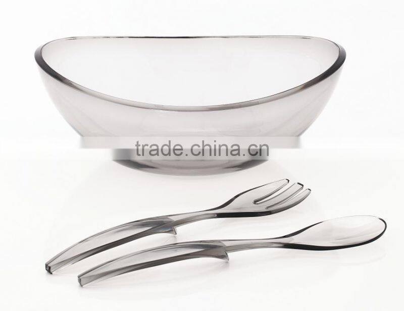 Great design food grade plastic salad bowl with serving tools/Salad bowl set with serving tools