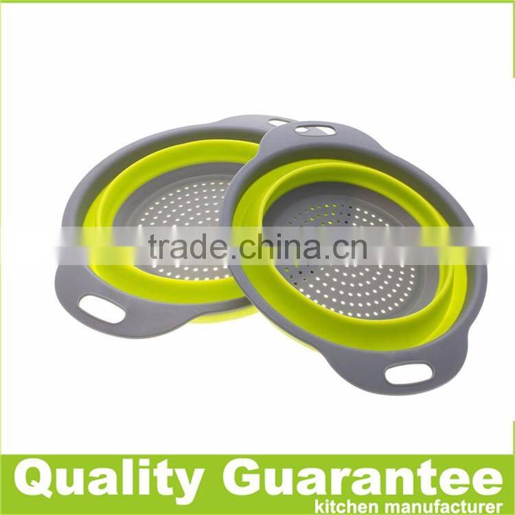 Customized color silicone colander collapsible plastic silicone strainer