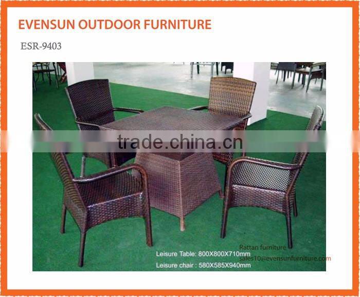 Garden Patio Dining Set with Glass Top Table 6 Reclining Arm Chairs