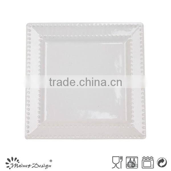 embossed White square white square dinner set