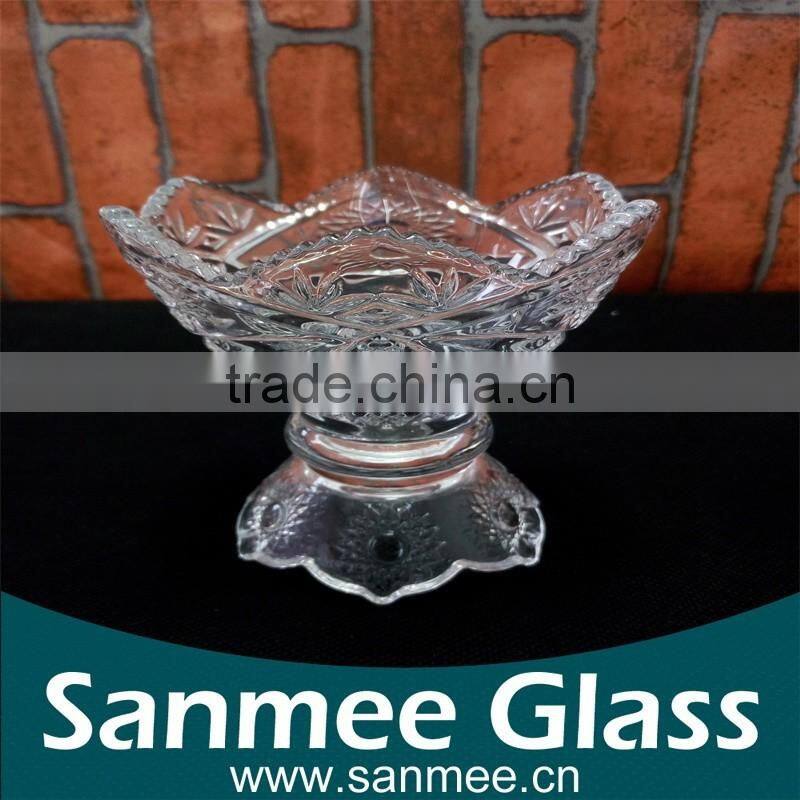 Hot Selling Ice Cream Glass Cup with Embossed Patterns