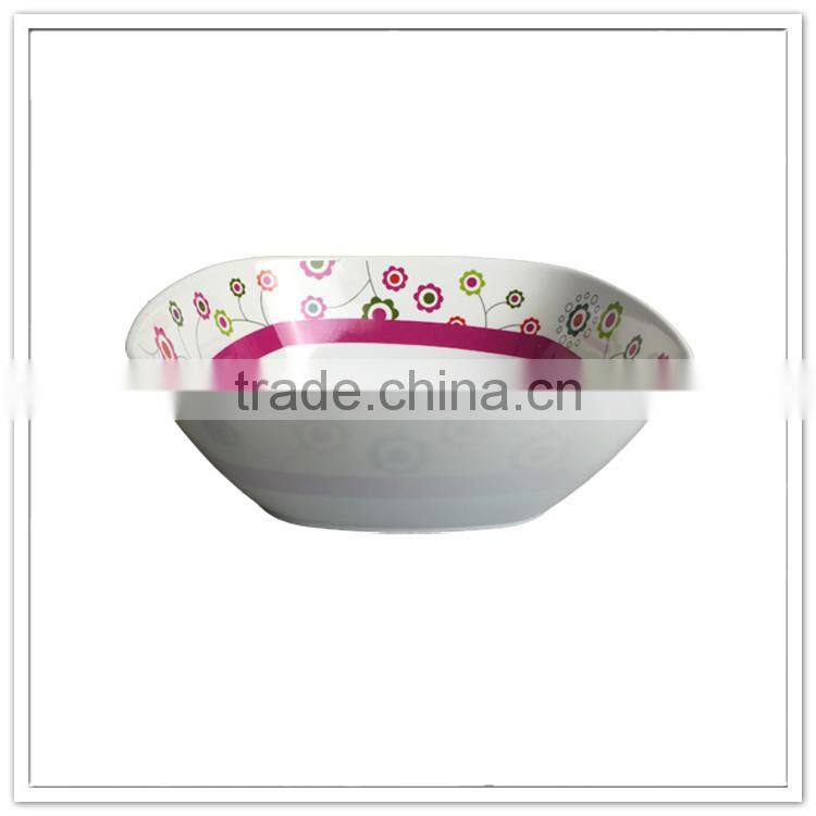 First grade LFGB certificate plastic houseware inside decal big melamine square soup bowl